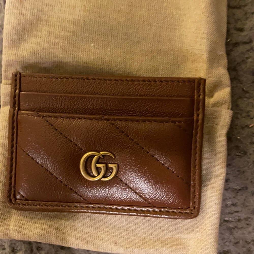 Unisex Brown Gucci card case